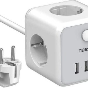Πολύπριζο Tessan PowerCube TS-301 3 Θέσεων με Διακόπτη 3 USB και Καλώδιο 1.5m Γκρι